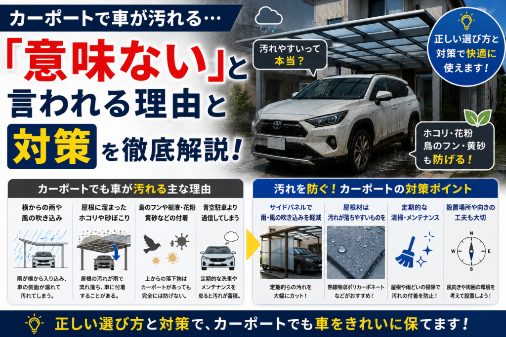 カーポートで車が汚れる「意味ない」と言われる理由と対策
