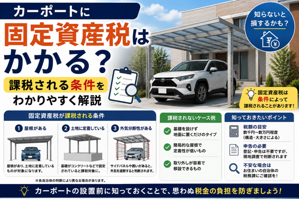 カーポートに固定資産税はかかるのか課税される条件をわかりやすく解説
