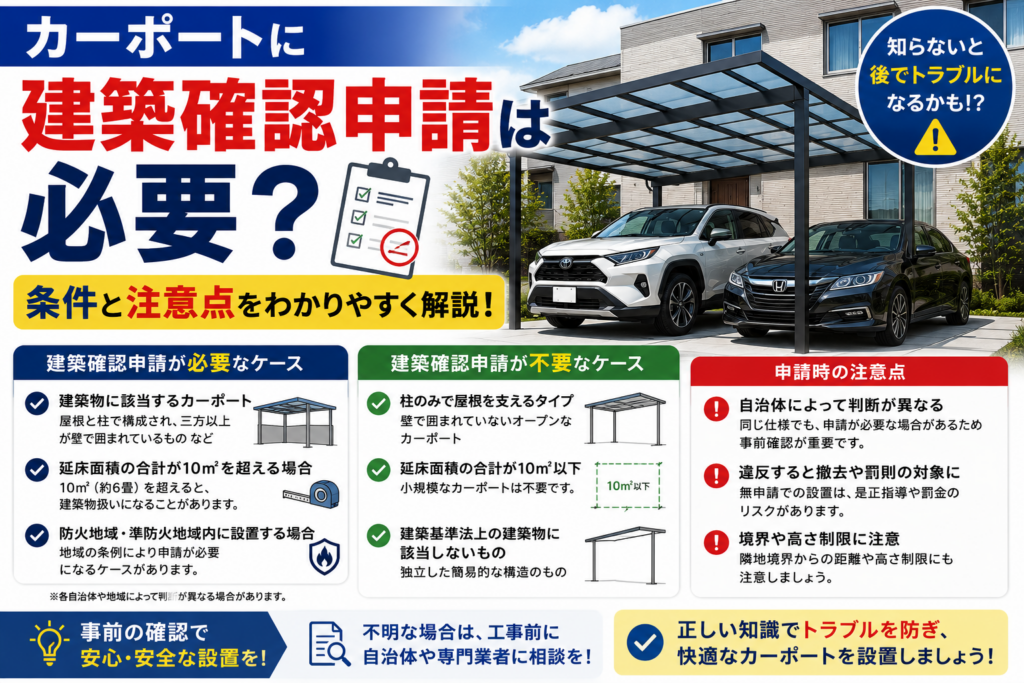 カーポートに建築確認申請は必要なのか条件と注意点を解説