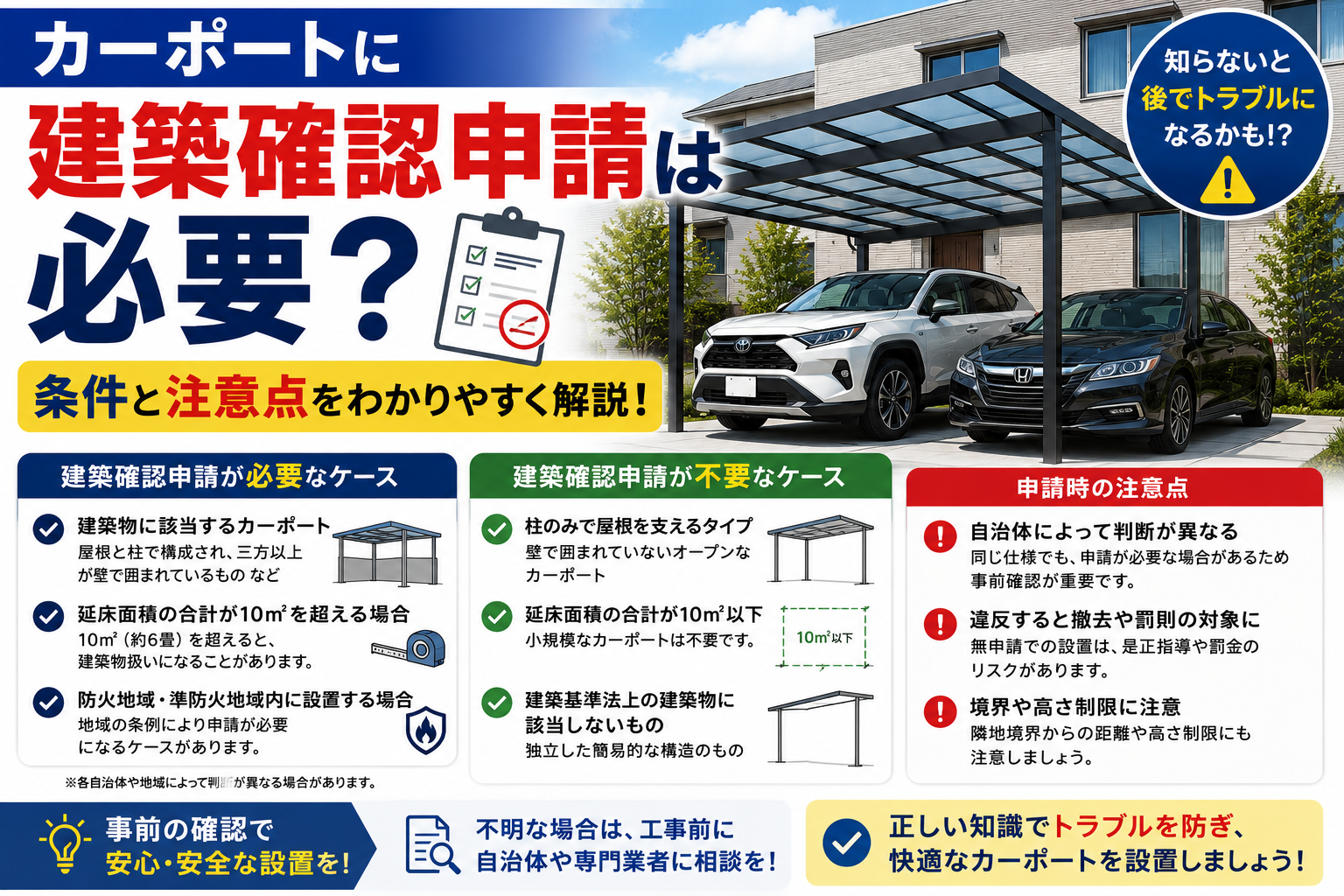 カーポートに建築確認申請は必要なのか条件と注意点を解説