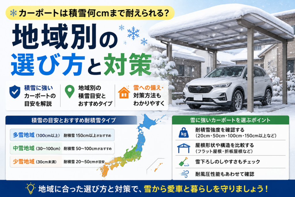 カーポートは積雪何cmまで耐えられるか