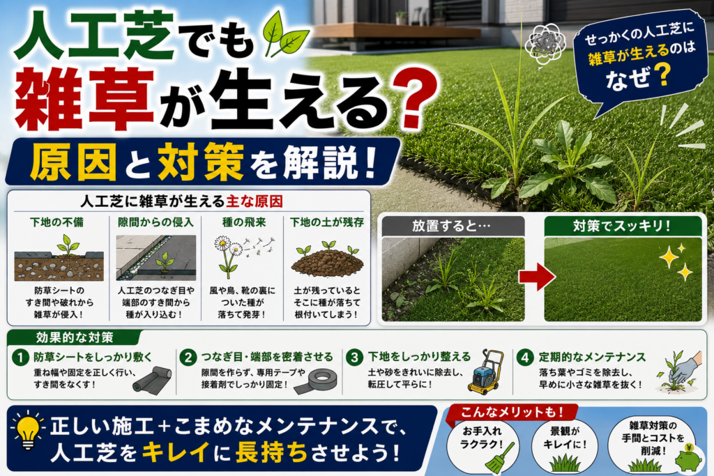 人工芝でも雑草が生える？原因と対策を解説