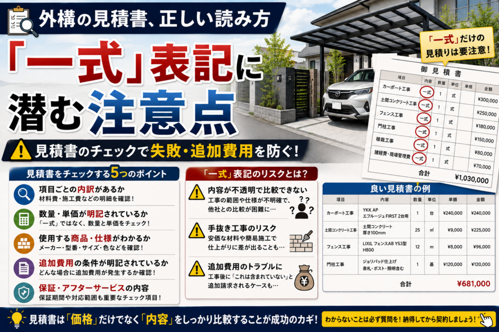 外構の見積書、正しい読み方「一式」表記に潜む注意点