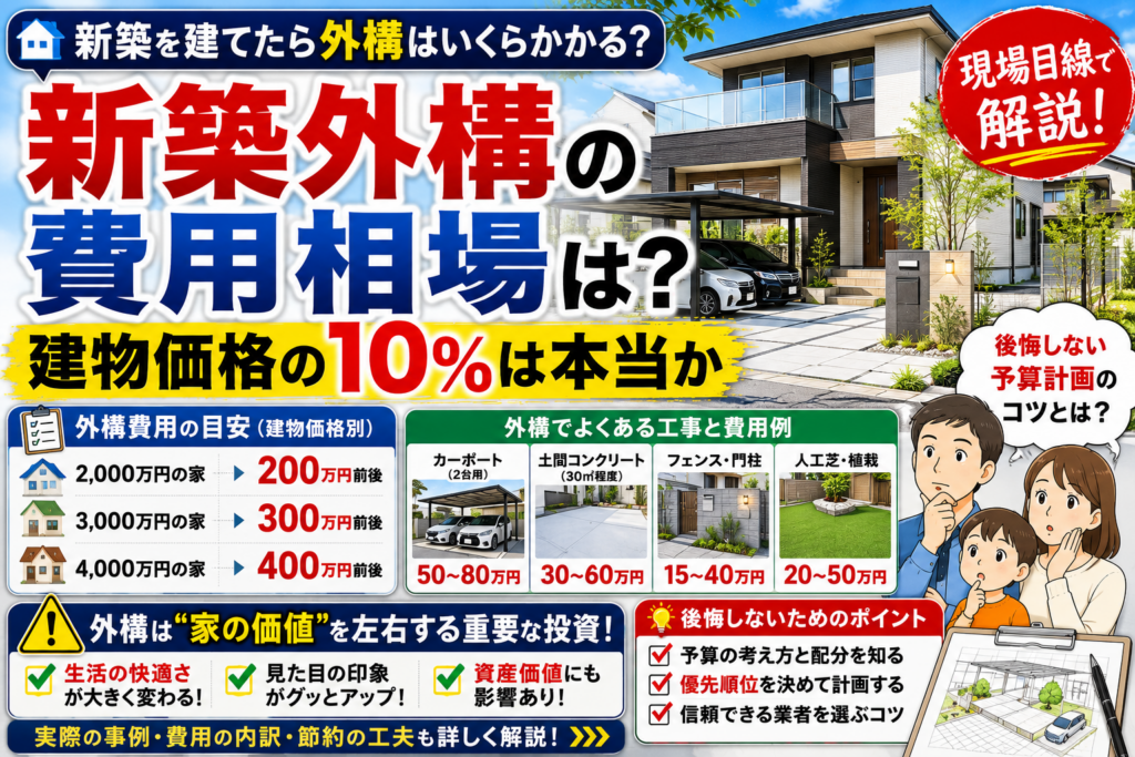 新築外構の費用相場は？建物価格の10%は本当か【現場目線で解説】